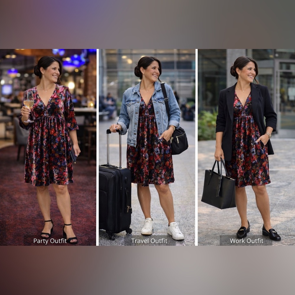 Natural Life Multicolor Floral Velvet Dress